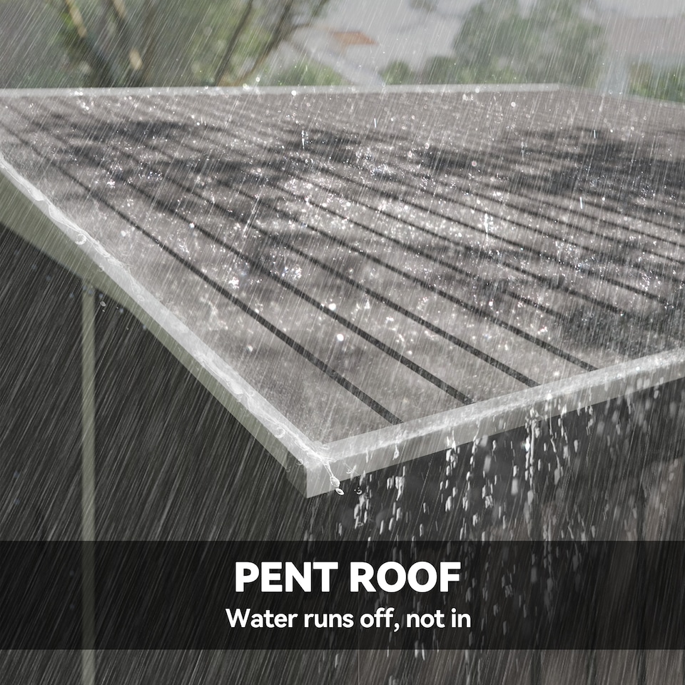 image 1 of Outsunny 11.3 x 9.2ft Lean to Metal Garden Shed, Outdoor Galvanised Tool Storage House with Double Sliding Doors and 2 Air Vents, Grey