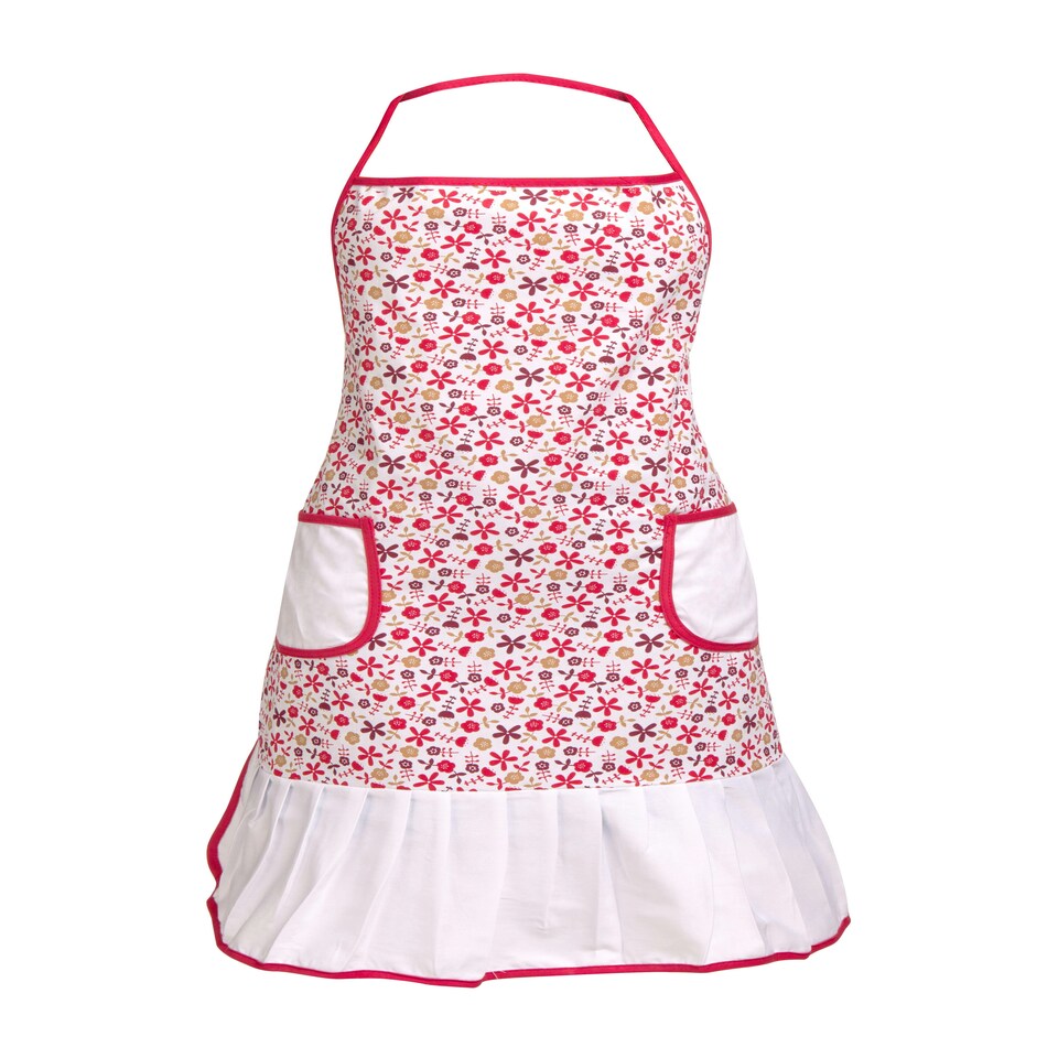 image 1 of Interiors by Premier Red Daisy Apron, Vibrant Red Daisy Print With Adjustable Neck Strap, Shields Clothing From Spills Red