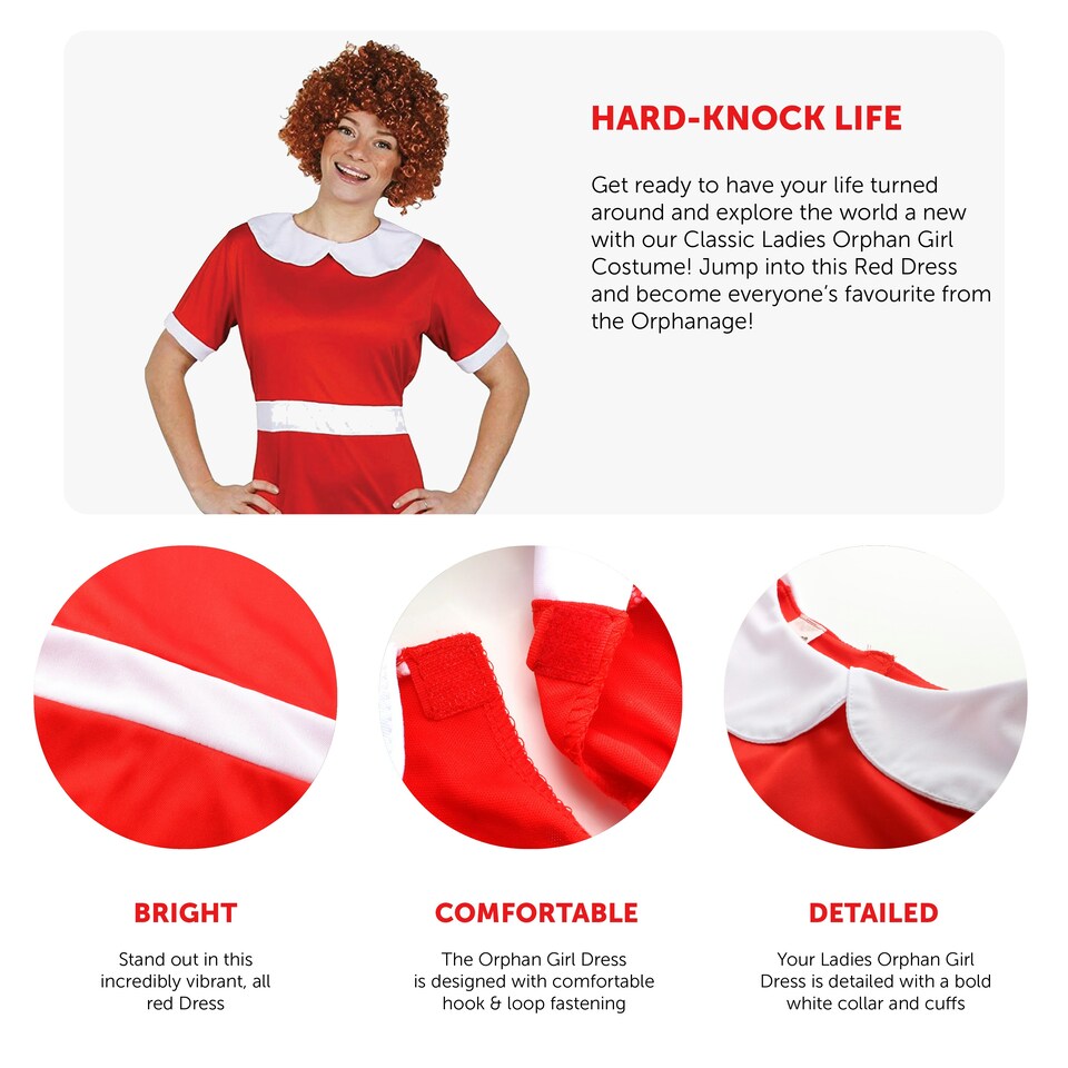 image 1 of Orphan Dress Red with a White Collar Red | S