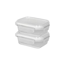 Harbour Housewares Glass Food Storage Containers with Lids - 370ml - Pack of 2