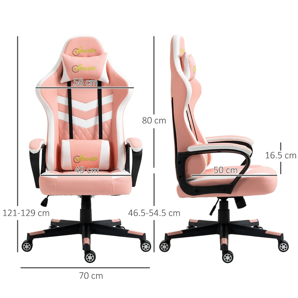 image 1 of Vinsetto Racing Gaming Chair w/ Lumbar Support, Office Gamer Chair, Pink
