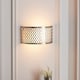 image 3 of Cordero Flush Wall Lamp Satin Nickel Plate, White Fabric & Frosted Glass 2x E14