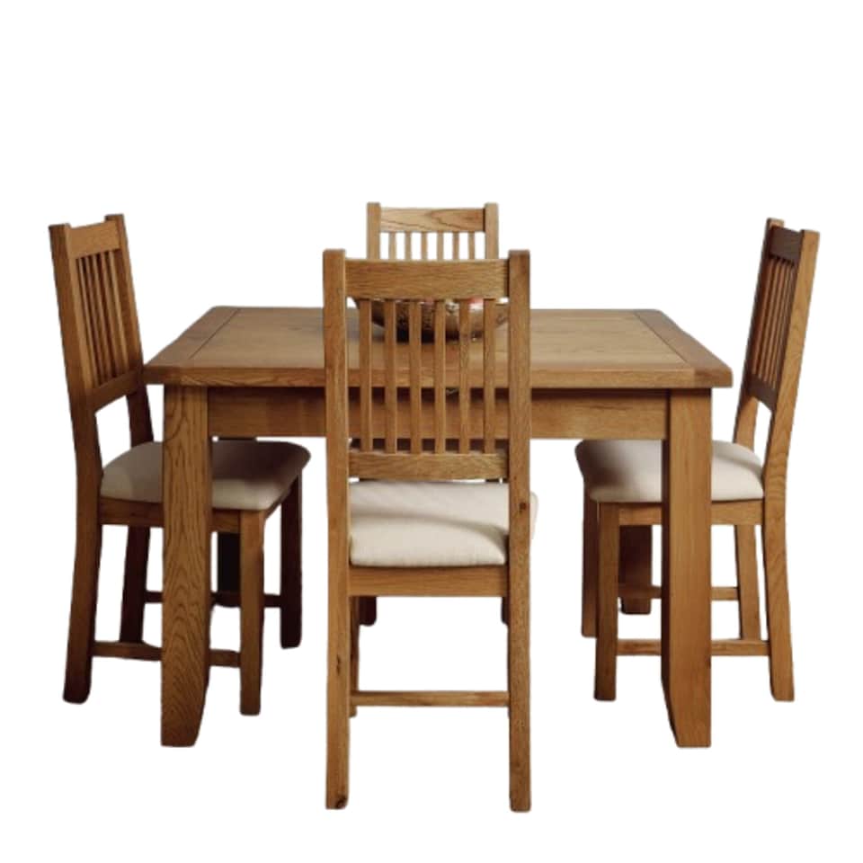 image 1 of Rustic Oak Extending Dining Kitchen Table 78×90×120 cm Extending to 150 cm