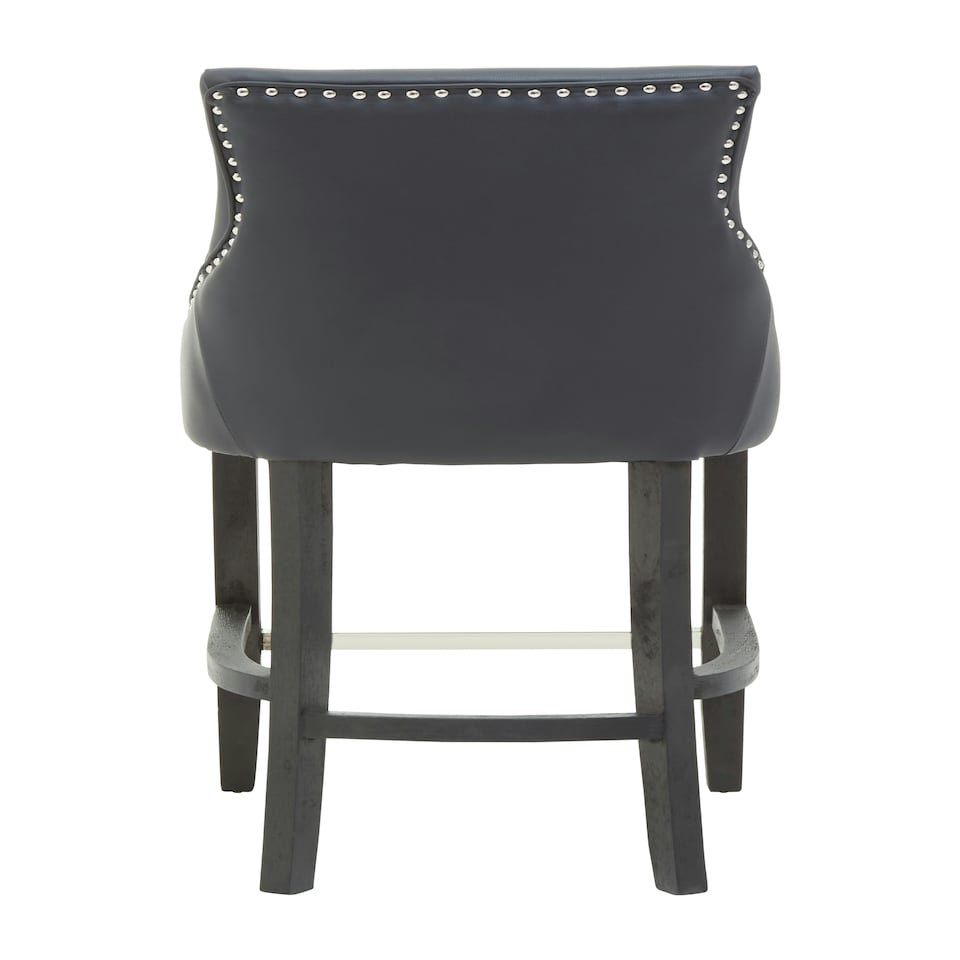 image 1 of Interiors by Premier Black Bar Stool with High Back, Velvet Seat Breakfast Bar Chair, Kitchen Stool with Footrest, Chair for Bar