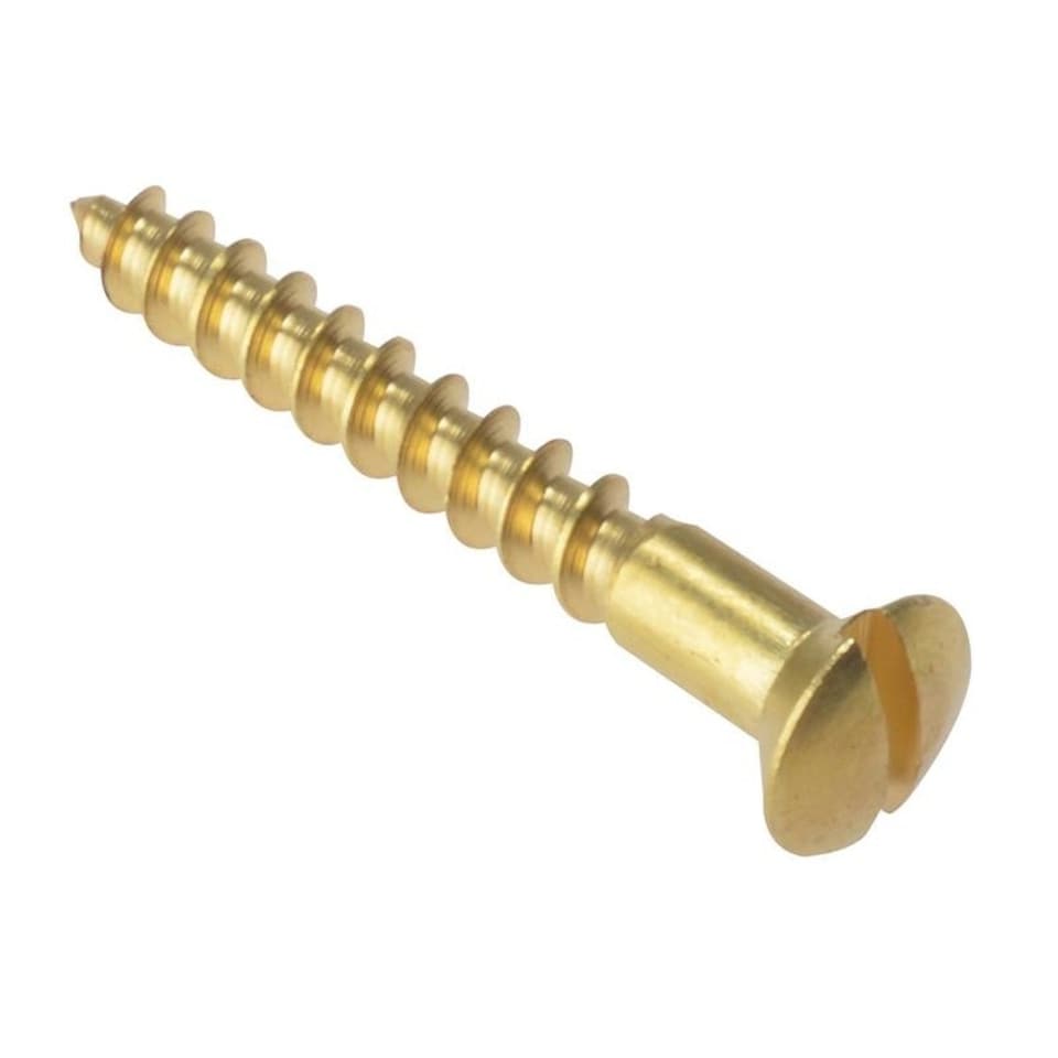 Forgefix Wood Screws, Slotted, Raised Head, Brass - Multi Colour - 1.1/2 x 8