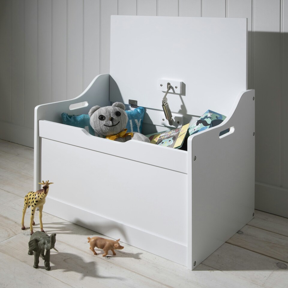 image 1 of Lola Toy Box Storage Organiser in Classic White Pink