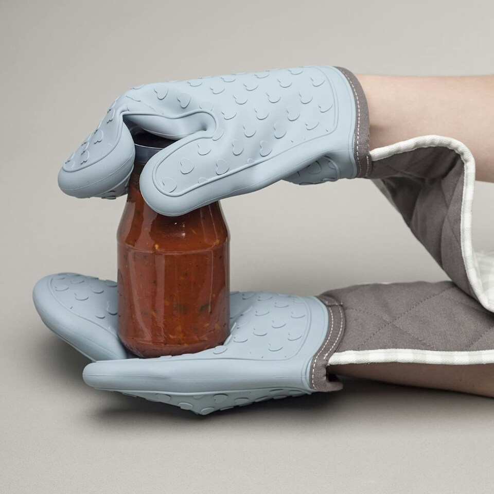 image 1 of Zeal Steam Stop™ Waterproof Silicone Double Oven Glove Blue | Duck Egg Blue