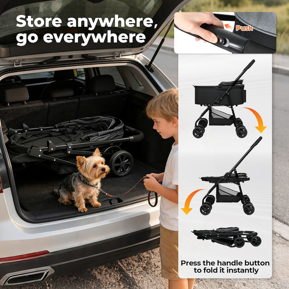 image 1 of Skylos Pet Stroller Dog Cat Puppy Pram Pushchair Travel Cart Buggy Carrier