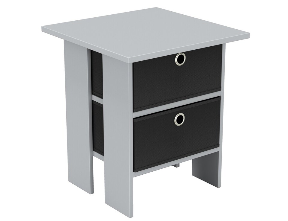 image 1 of 2-Tier 2- Drawer Wooden Side Table | Grey | Grey & Black | 1