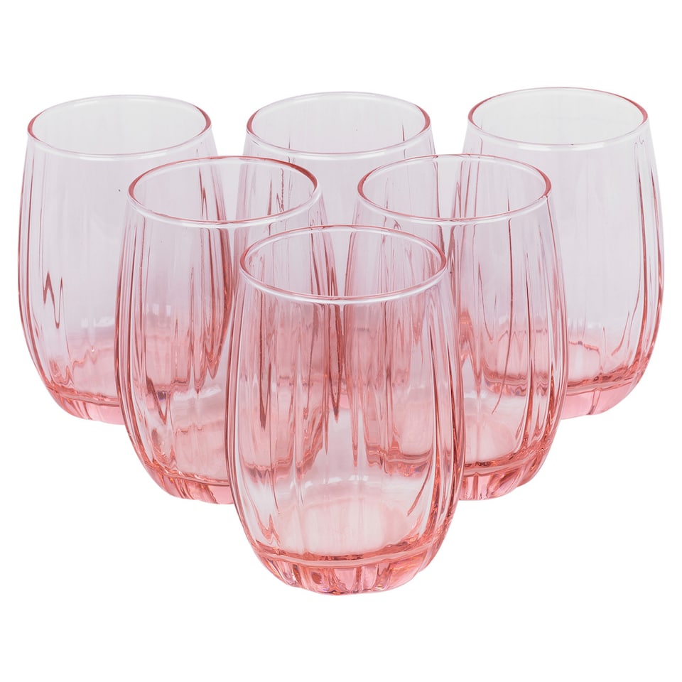 image 1 of Pasabahce Coloured Drinking Glasses Tumblers Set | Pink | Pink 240ml | Set of 6 | 6