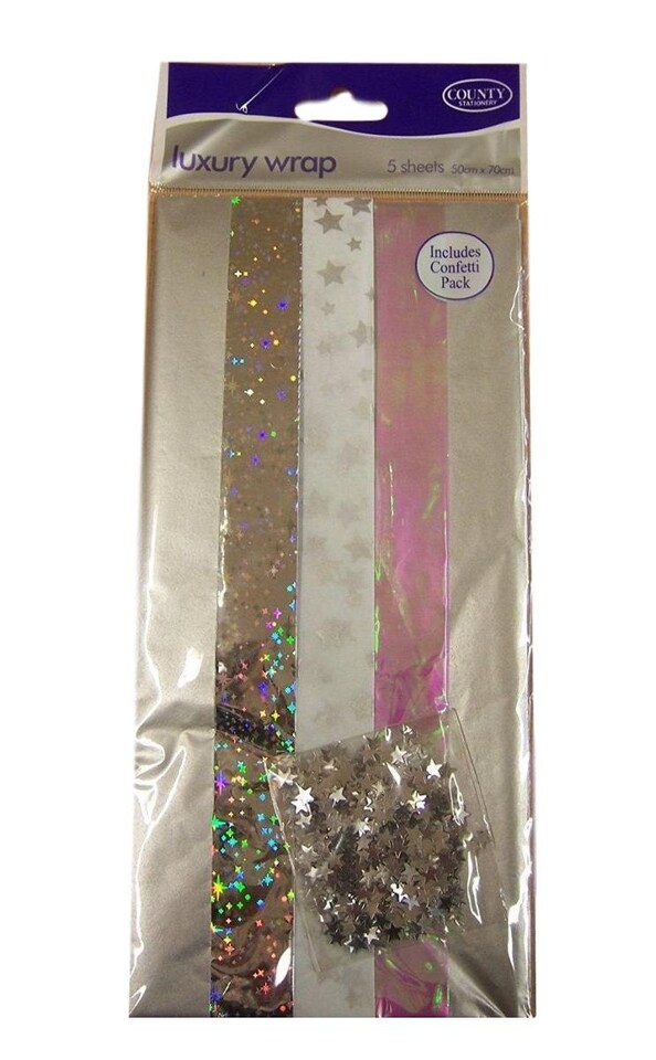 image 1 of Pack of 5 Silver Coloured Luxury Gift Wraps 50 x 70cm
