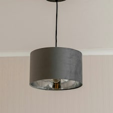 ValueLights Reni Small Grey Velvet Chrome Inner Lamp Shade & Bulb Grey
