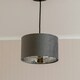 image 1 of ValueLights Reni Small Grey Velvet Chrome Inner Lamp Shade & Bulb Grey