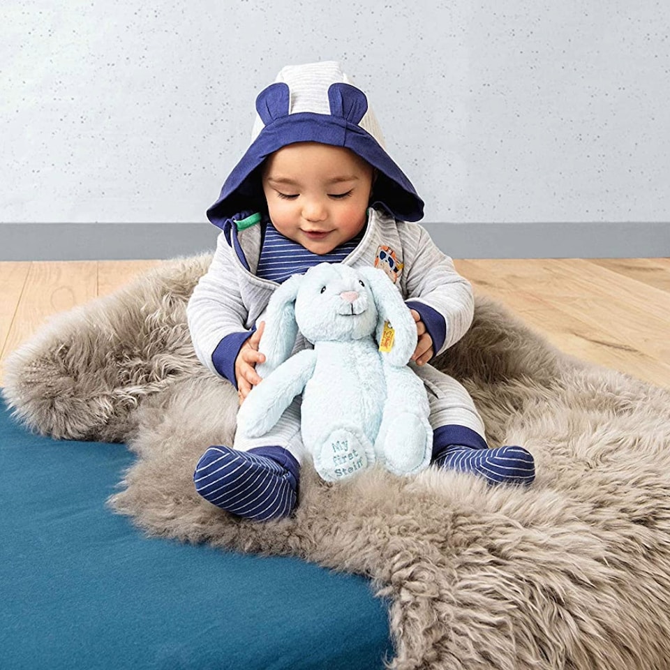 image 1 of Steiff My First Steiff Hoppie Rabbit, Soft Toy, Light Blue | Blue | Light Blue