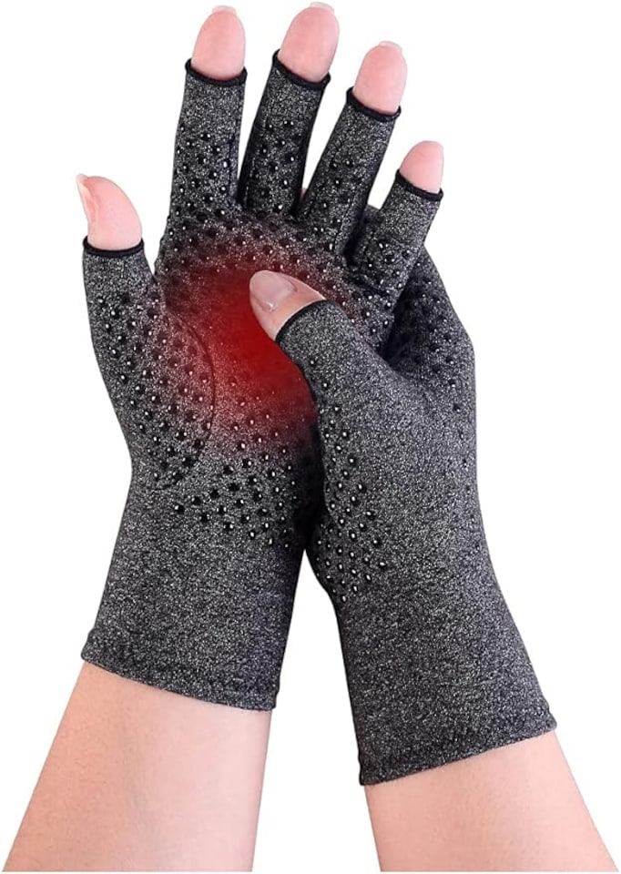 image 1 of Medium Fingerless Compression Gloves 1 Pair for Men & Women, Breathable Stretch Support Gloves for Everyday Wear