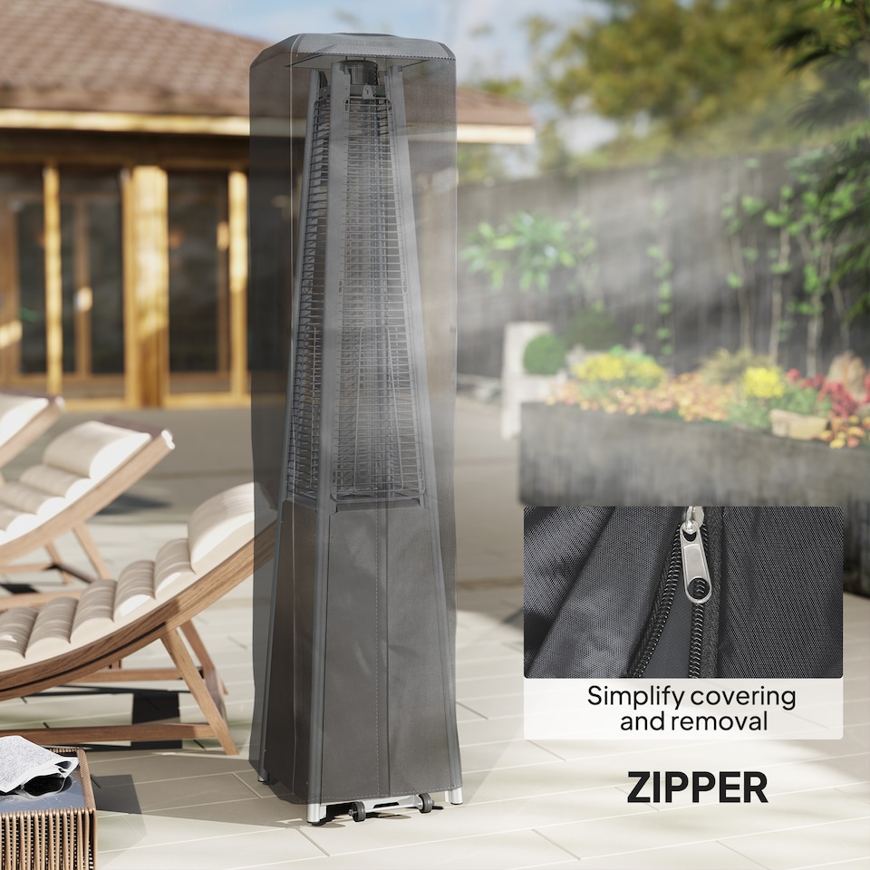 image 1 of Outsunny Heavy Duty Gas Pyramid Outdoor Patio Heater Cover, Black | Black | Black | 53L x 53W x 222H cm