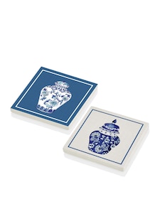 Vase Bleu Blanc Natural Stone Coasters (Set of 2)