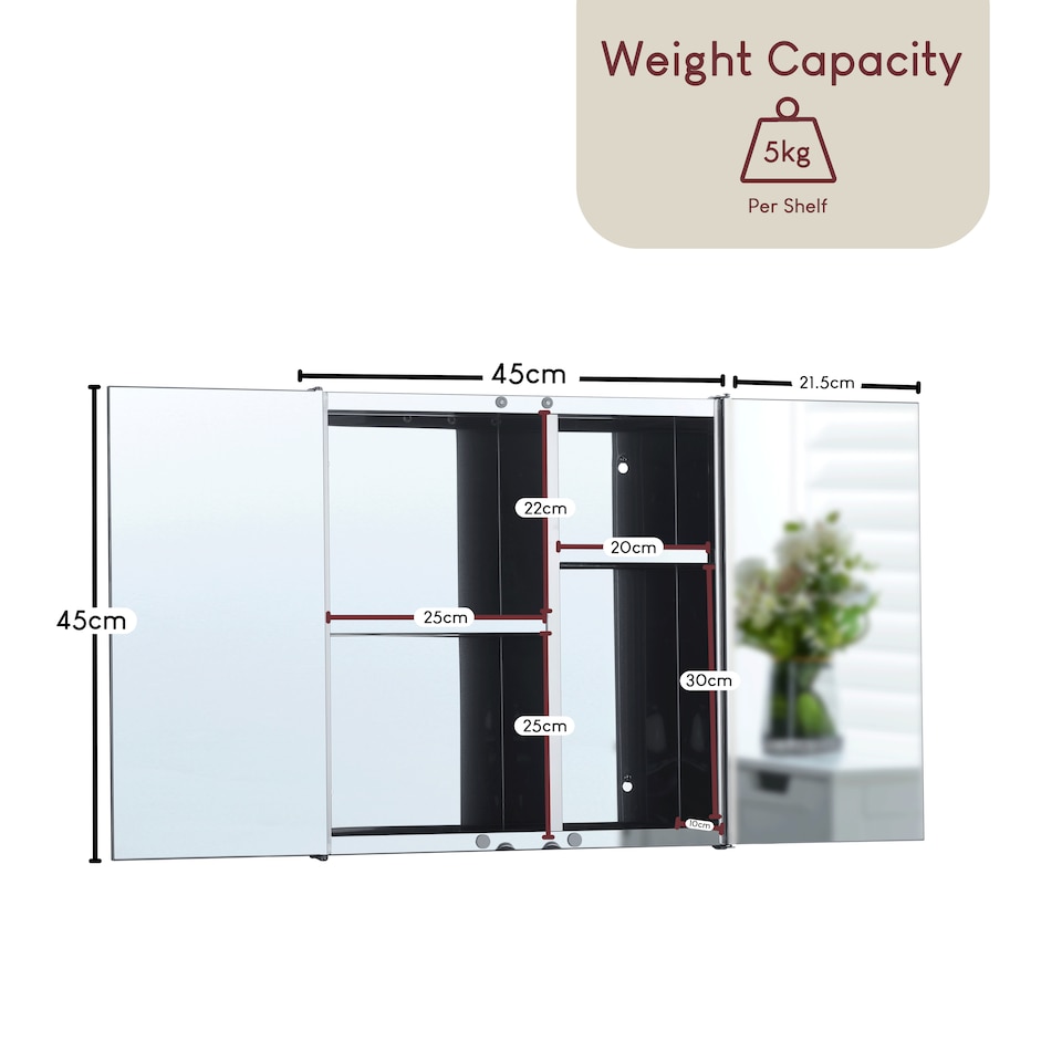 image 1 of Bath Vida Tiano Stainless Steel Mirrored Double Wall Mounted Bathroom Cabinet | Chrome | Stainless Steel | 1
