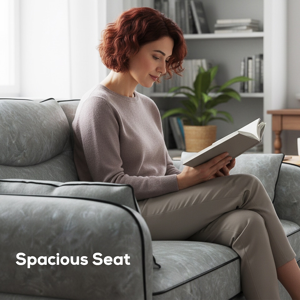 image 1 of HOMCOM 2 Seater Sofa, Modern Loveseat with Thicken Cushion, High-Resilience Foam, Side Pockets, Quick Assembly, Pillows, Faux Leather Upholstered Sofa for Living Room, Bedroom, Home Office, Grey | Grey | Grey | Two Seater