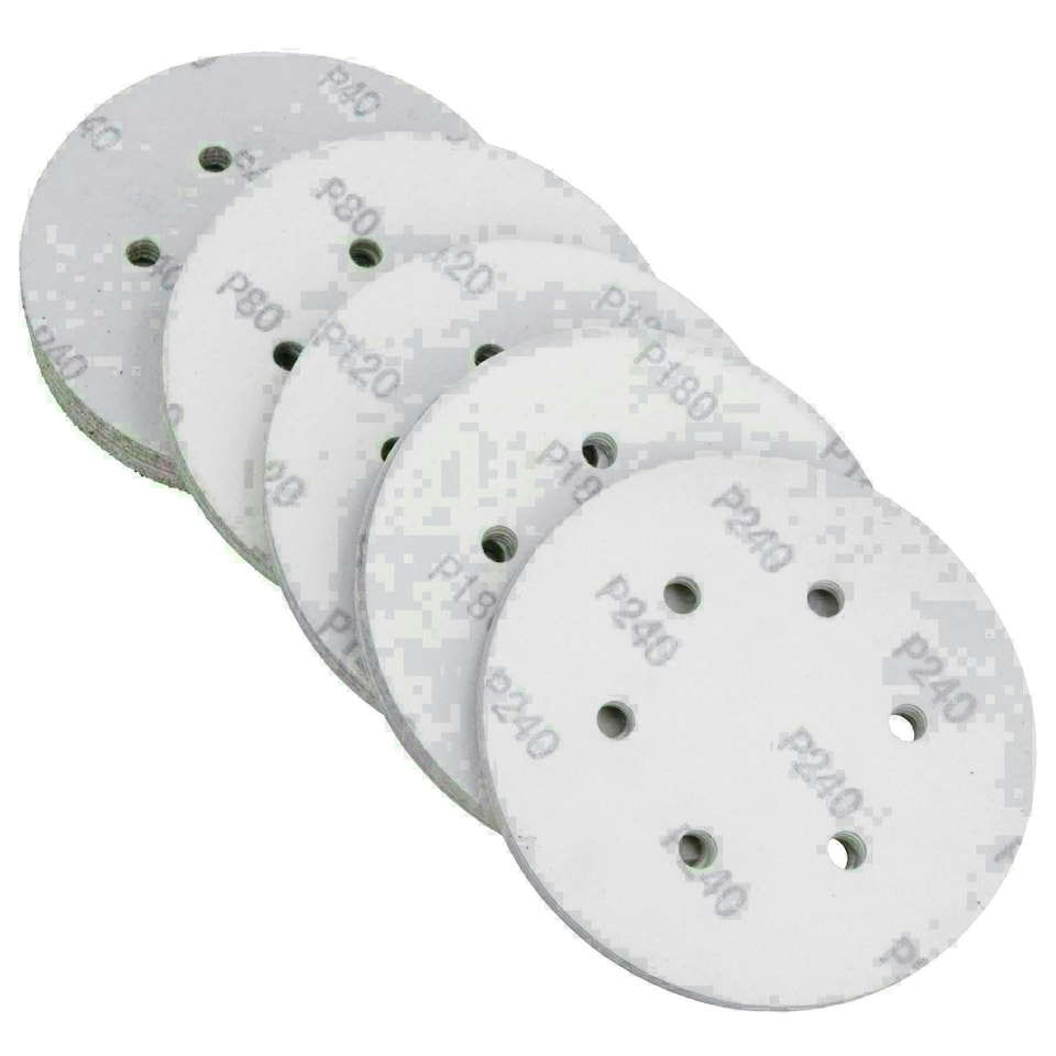 image 1 of 150mm Mixed Grit Hook And Loop Sanding Discs For DA Orbital Sanders 500pk