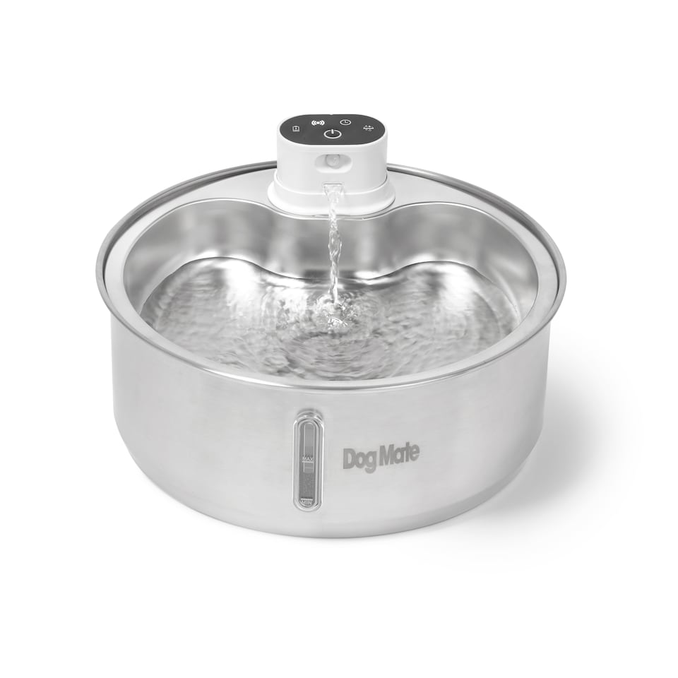 image 1 of Dog Mate 8 Litre Stainless Steel Cordless Pet Water Fountain | Silver