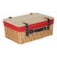 image 2 of 51cm Buff Red Lined Willow Empty Picnic Basket with Pinewood Lid | Brown | Red | XL | 1