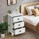 image 5 of COSTWAY Wood 3-Drawer Nightstand Accent End Table White | White