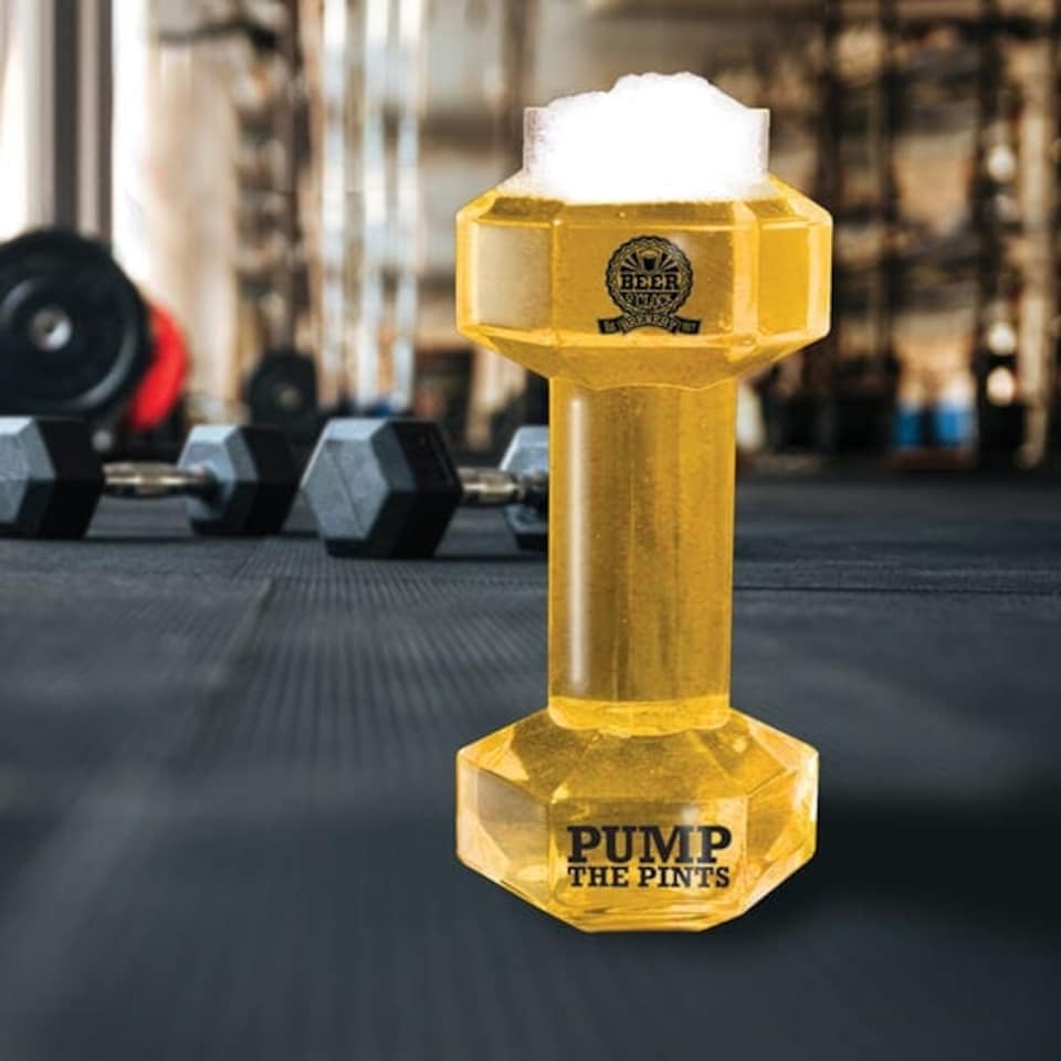 image 1 of Beer O'Clock Dumbbell Beer Glass