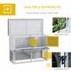 image 4 of PawHut Rabbit Hutch, Bunny Cage 2-Tier Wooden w/ Openable Roof Outdoor Grey