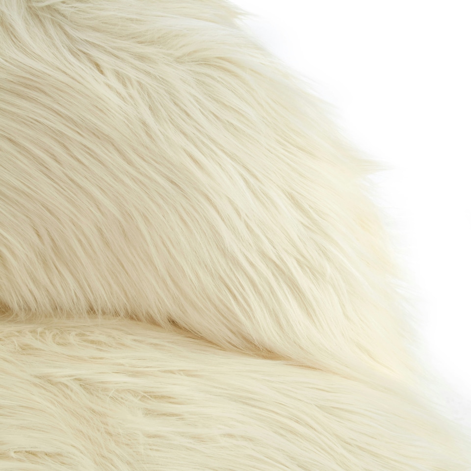 image 1 of Premier Kids White Faux Fur Chair, Backrest Indoor Accent Chair, Easy to Clean Small Lounge Chair