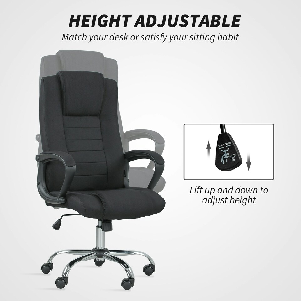 image 1 of Vinsetto Office Chair for Desk, with Height Adjustable, Wheels, Black Black