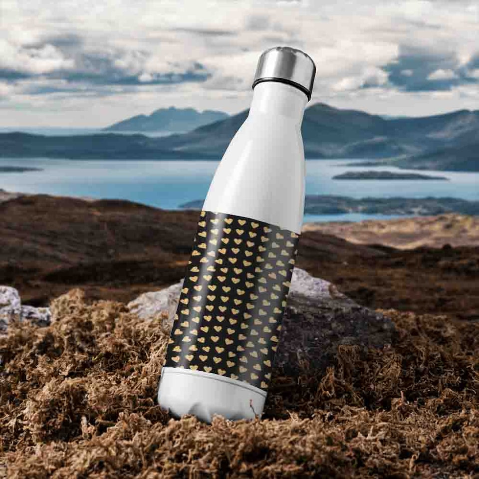 image 1 of Geometric Glitter Love Hearts Stainless Steel Bottle | Multi | 500ml