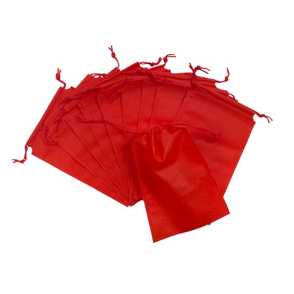 image 1 of Pack of 25 Red Coloured 20x15cm Non-Woven Drawstring Bags | Red