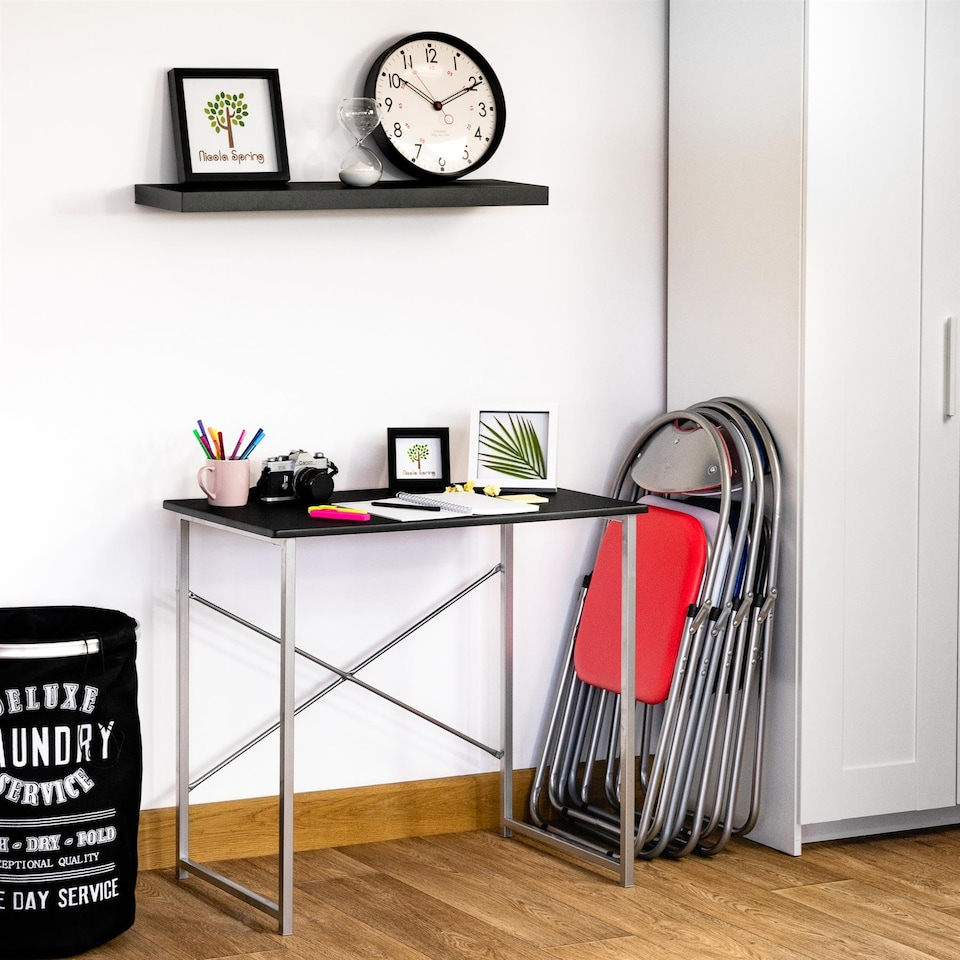 image 1 of Harbour Housewares Padded Folding Chairs - Blue/Silver - Pack of 6 | Blue | Blue