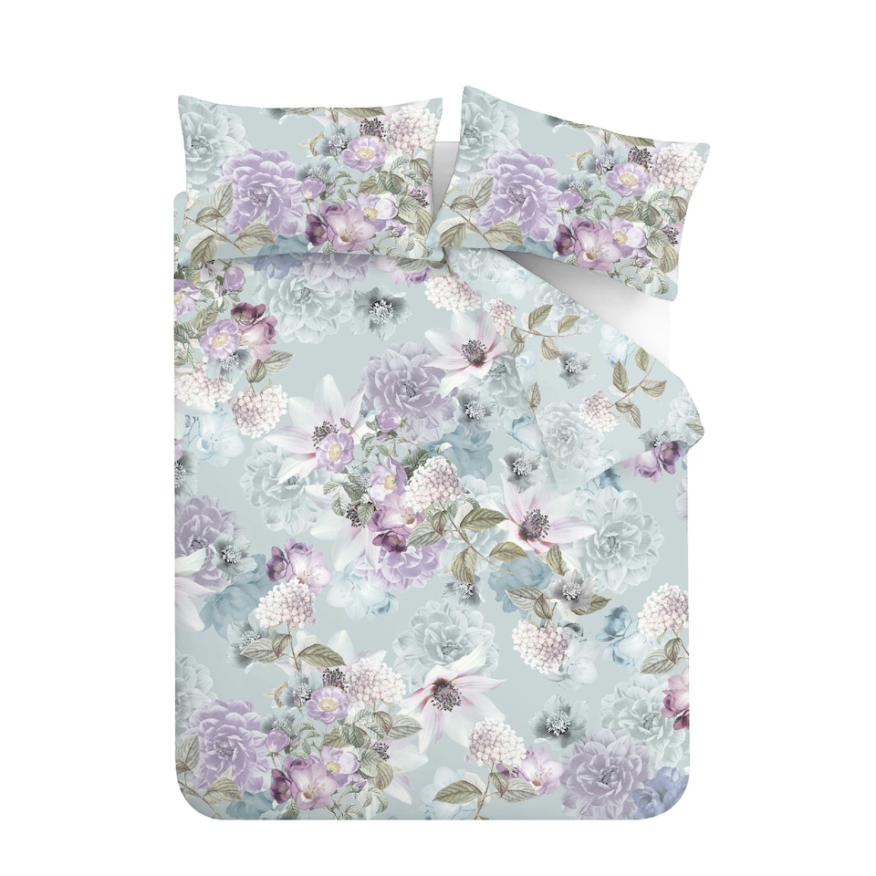 image 1 of RHS x Catherine Lansfield Floral Serenity So Soft Duvet Cover Set Blue | Blue | King