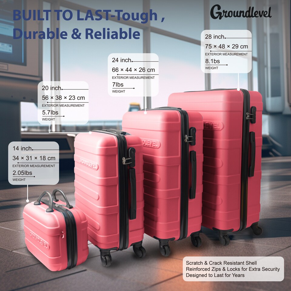 image 1 of Groundlevel 4 Piece Regency Hard Shell Travel Luggage Trolley Set | Blue | Navy