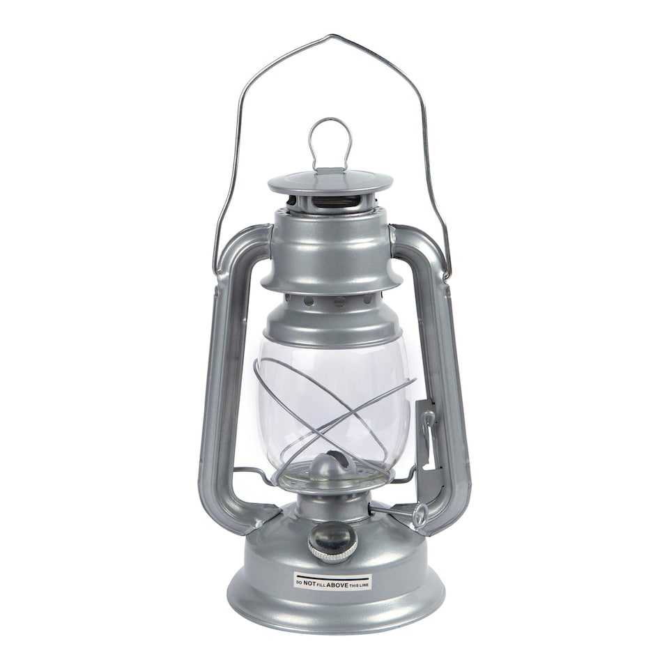 image 1 of Redwood Metal Paraffin Hurricane Lantern - 30cm - Silver