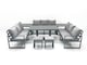 image 2 of Fimous 11 Seater Garden Sofa Set Aluminium Furniture Rising Dining Tabe Set with 2 Side Tables 2 Small Footstools Dark Grey
