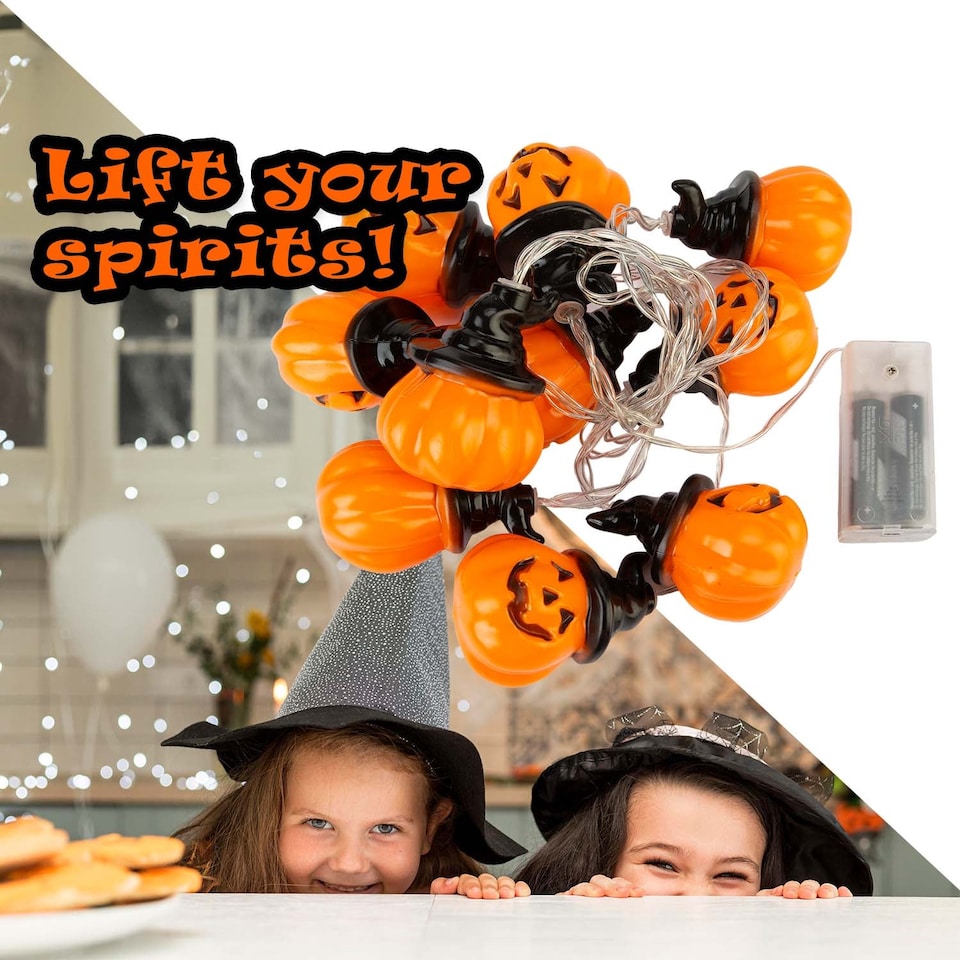 image 1 of vfm-estore Halloween Pumpkin Head String Lights - 165cm Orange Party Decoration