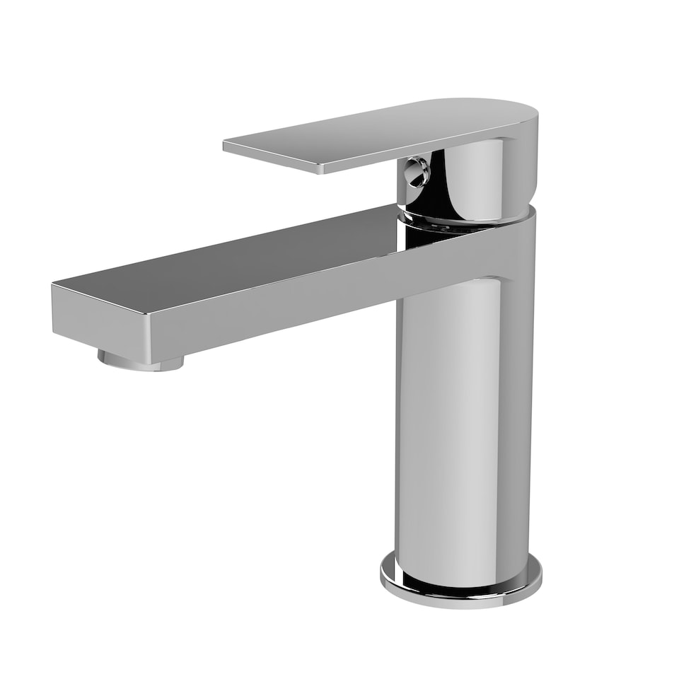 image 1 of Square Mono Basin Mixer Tap Push Button Waste Chrome Balterley | Silver | Chrome | 1