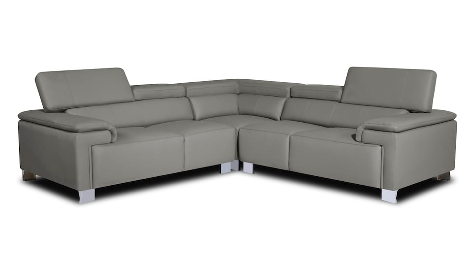 image 1 of Genuine Leather Grey 2C2 Corner Sofa LIVORNO