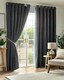 image 1 of Chenille Blackout Ring Top Eyelet Curtains - 117cm x 229cm - Charcoal