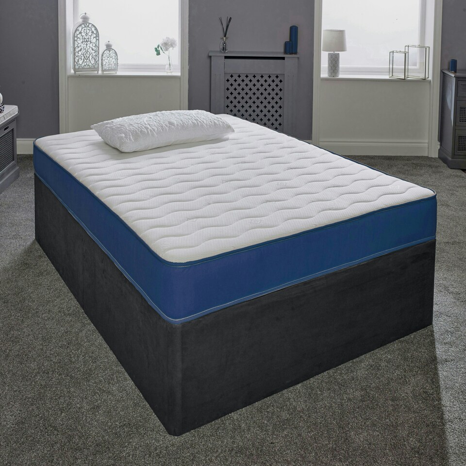 image 1 of Hybrid Memory Foam & Pinna-Coil Mattress - Soft/Medium Cooltouch+ Breathable Blue | Double
