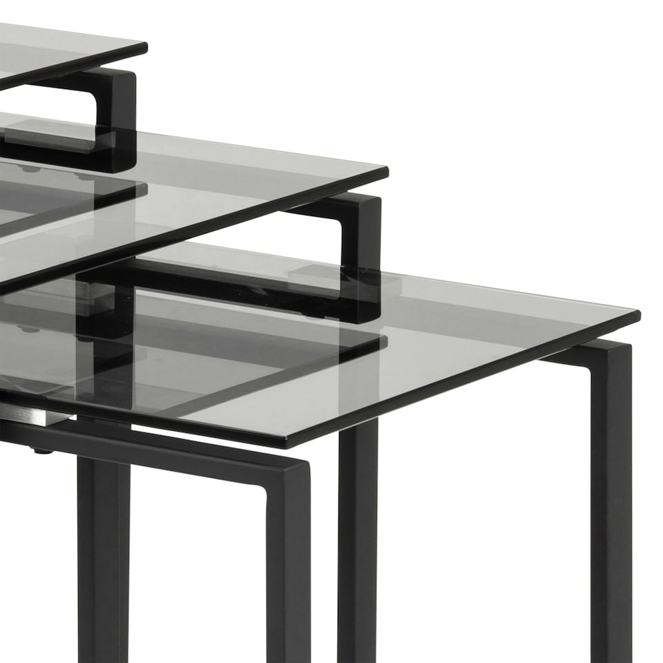 image 1 of Katrine Nest of Tables with Smoked Glass Top Set of 3