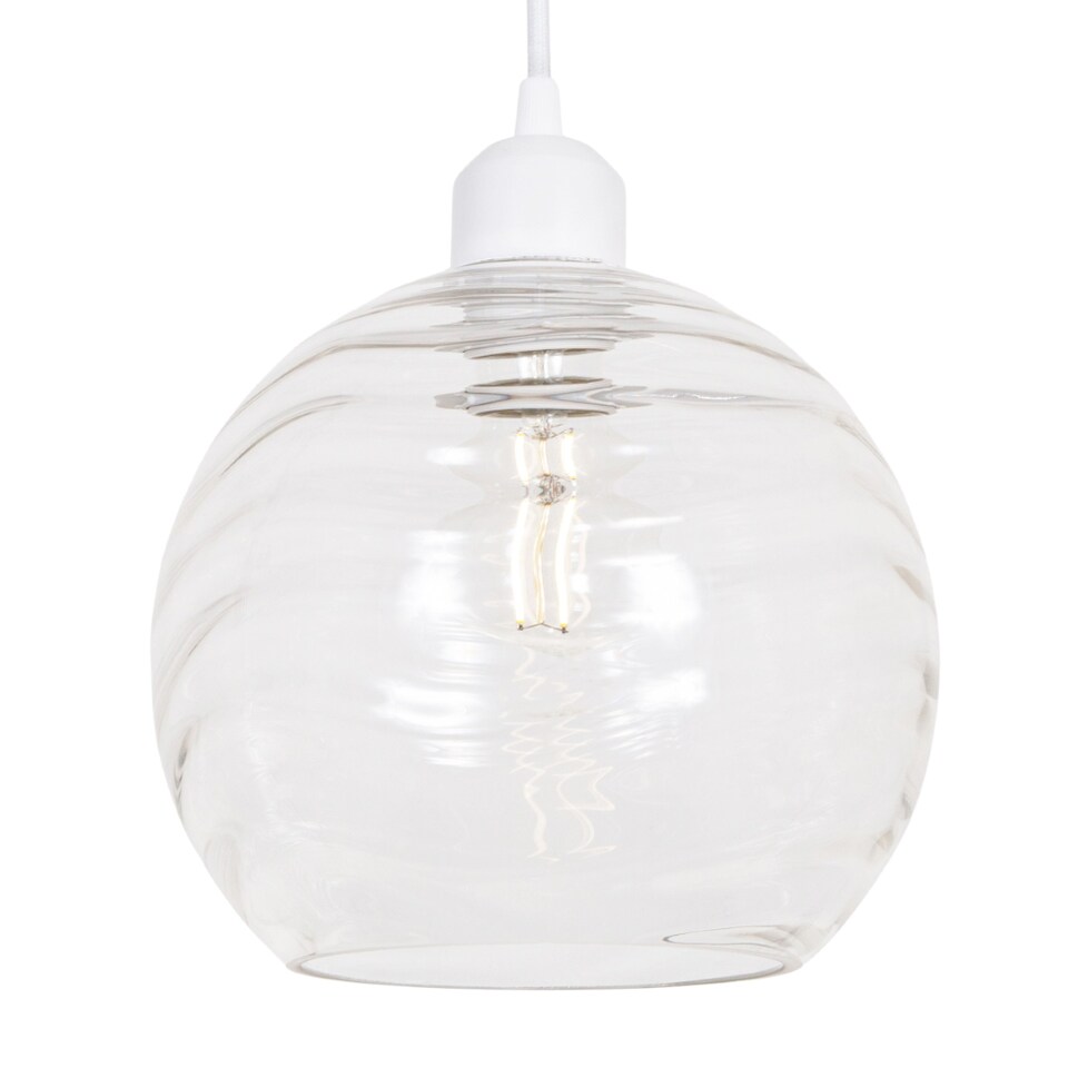 image 1 of Modern Designer Clear Circular Ribbed Glass Non Electric Pendant Lamp Shade | Clear
