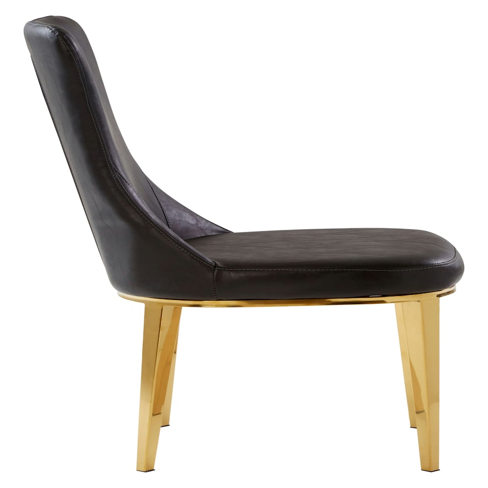 image 1 of Interiors by Premier Black Leather Dining Chair, Effortless Cleaning Lounge Chair for Living Room, Space-Saving Dining Chair