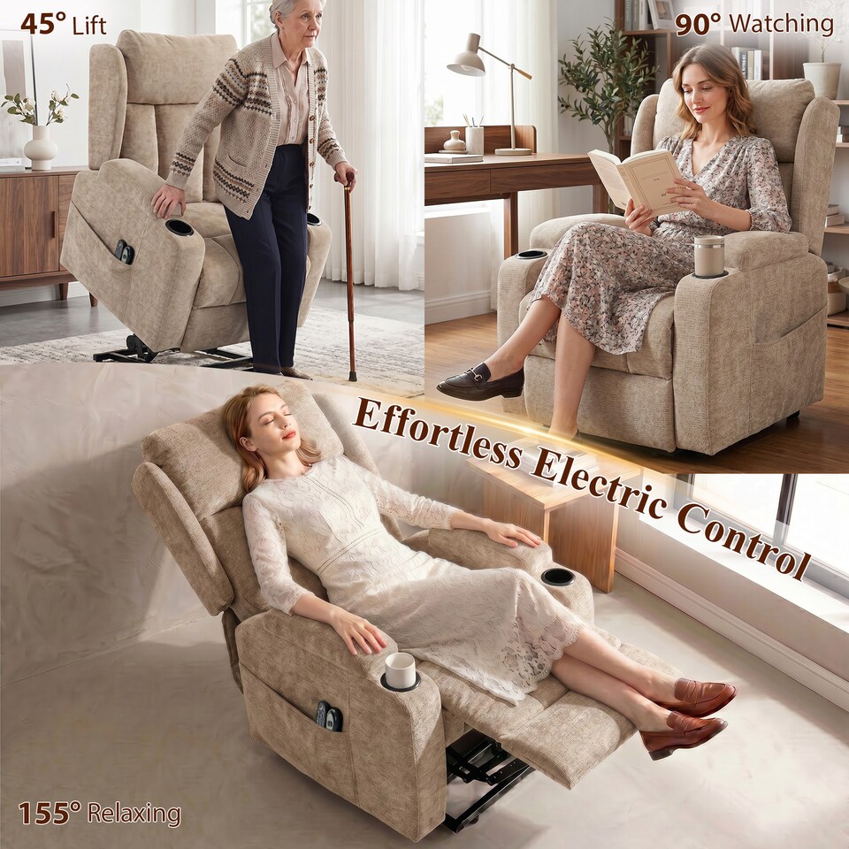 image 1 of HOMCOM Power Recliner Chair w/ Massage and Heat, Electric Lift Chair