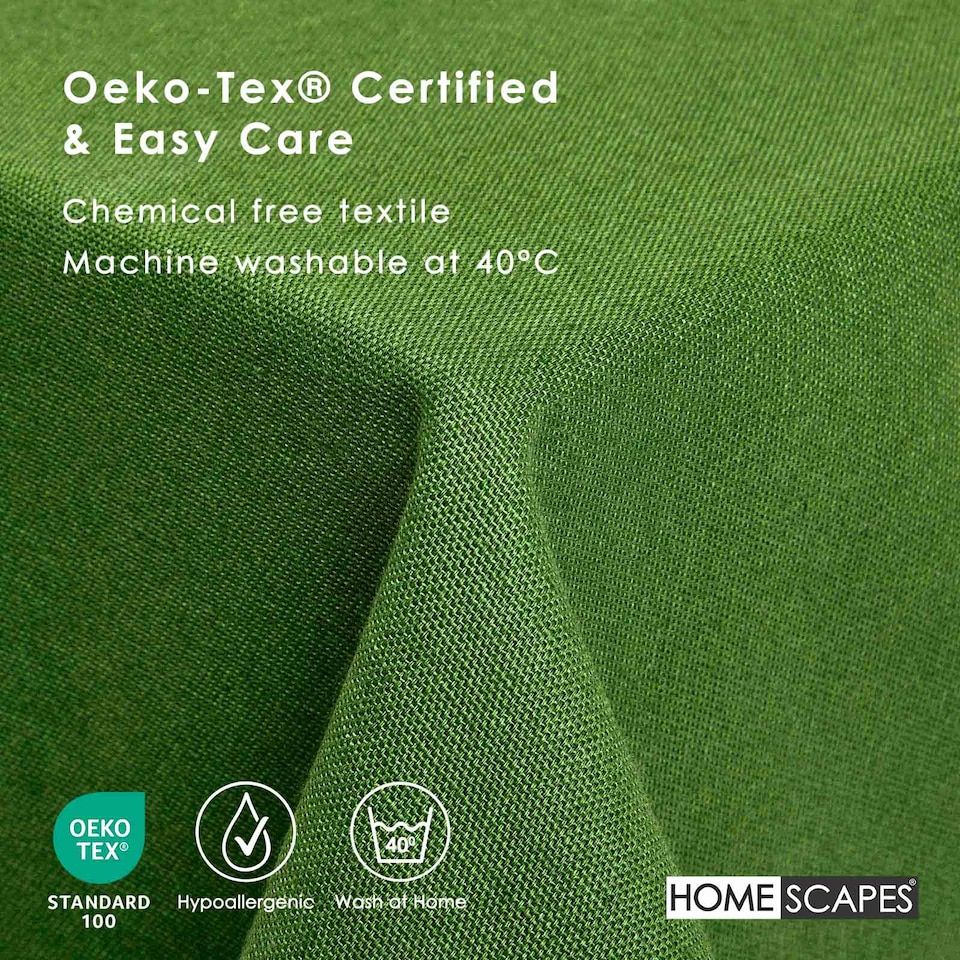 image 1 of Homescapes Dark Olive Tablecloth - 137 x 228 cm | Green | 137cm x 228cm (54" x 90")