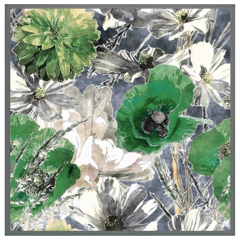image 1 of Green flowers (Picutre Frame) White | XS