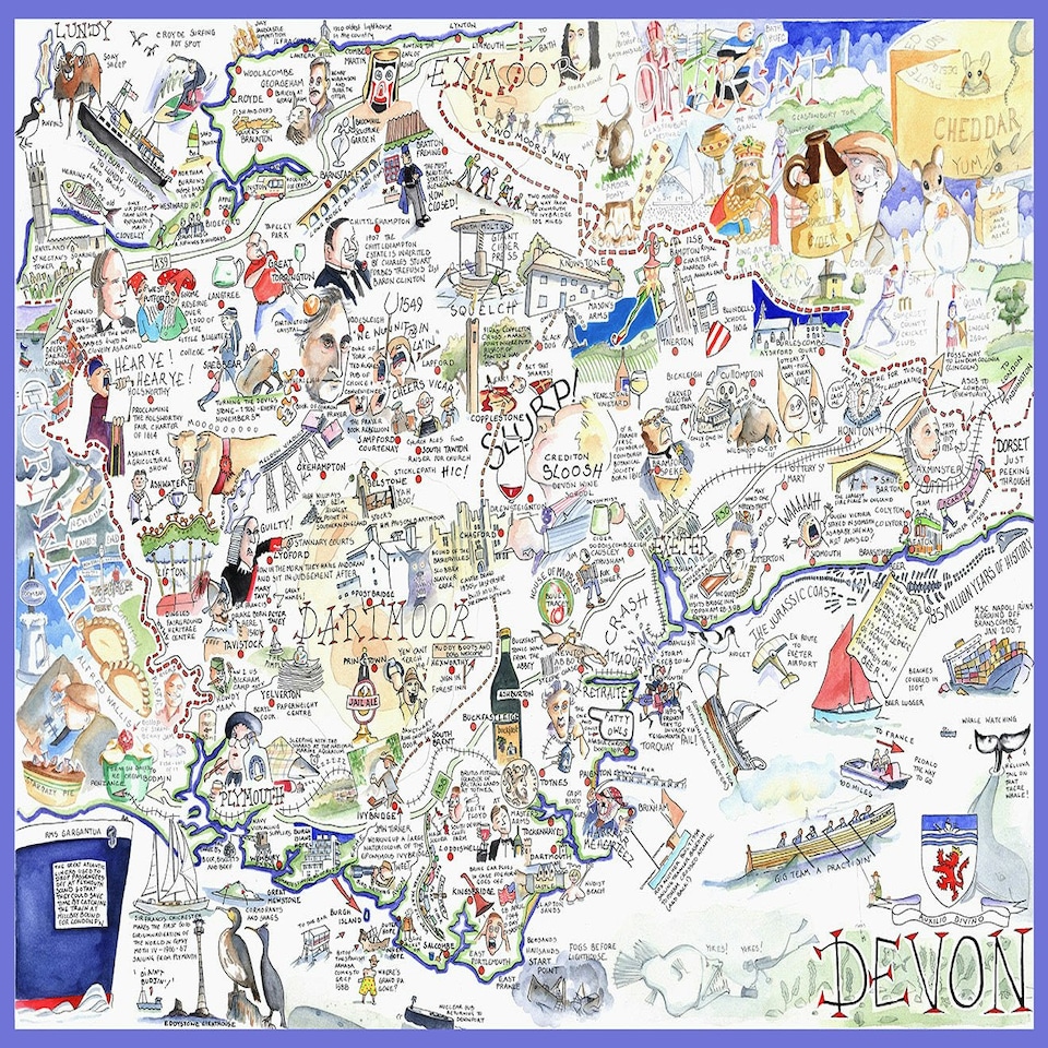image 1 of Map of Devon - Tim Bulmer 1000 Piece Jigsaw Puzzle